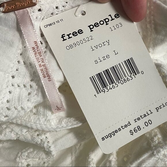 NWT Free People White Star Struck Eyelet Top Revolve Size Large New Tags Boho‎ L - Picture 5 of 8